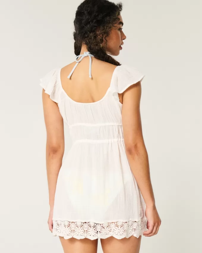 Gauze Tie-Front Cover Up Top,Gauze Tie-Front Cover Up Top