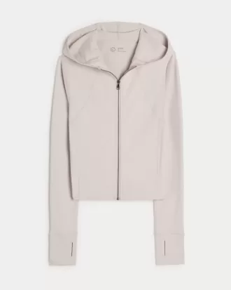 Gilly Hicks Active Recharge Hooded Crop Zip-Up Top,Gilly Hicks Active Recharge Hooded Crop Zip-Up Top