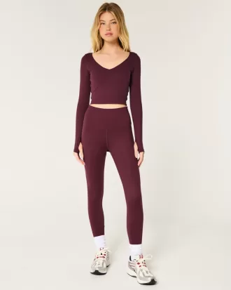 Gilly Hicks Active Recharge Long-Sleeve Plunge Top,Gilly Hicks Active Recharge Long-Sleeve Plunge Top