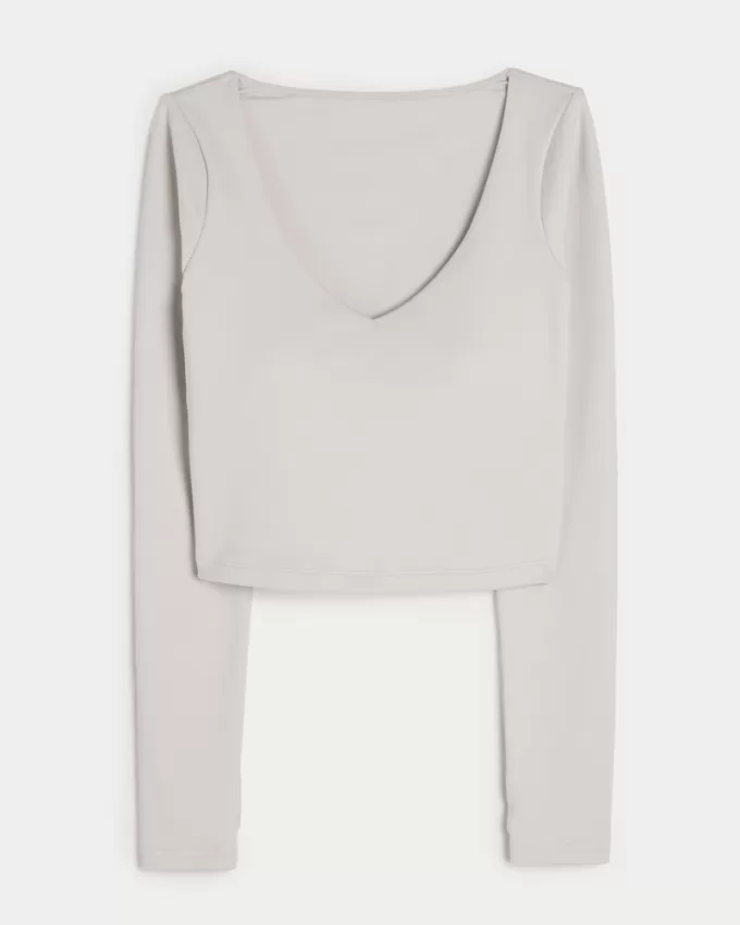 Gilly Hicks Active Recharge Long-Sleeve Plunge Top,Gilly Hicks Active Recharge Long-Sleeve Plunge Top