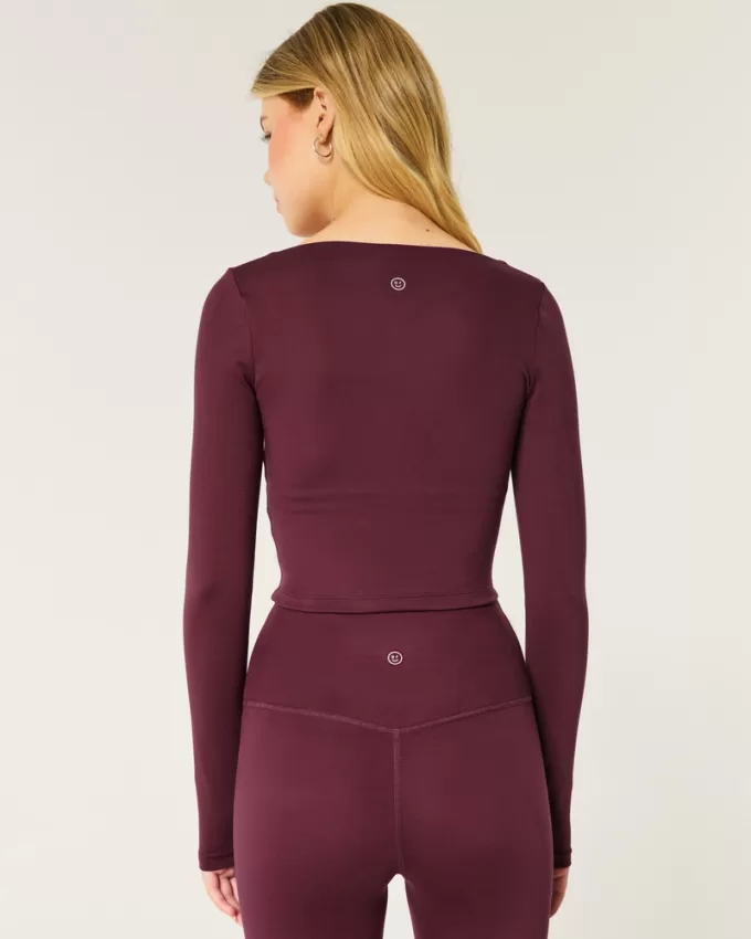 Gilly Hicks Active Recharge Long-Sleeve Plunge Top,Gilly Hicks Active Recharge Long-Sleeve Plunge Top