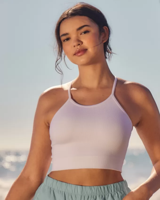 Gilly Hicks Active Ribbed Seamless Fabric High-Neck Tank,Gilly Hicks Active Ribbed Seamless Fabric High-Neck Tank