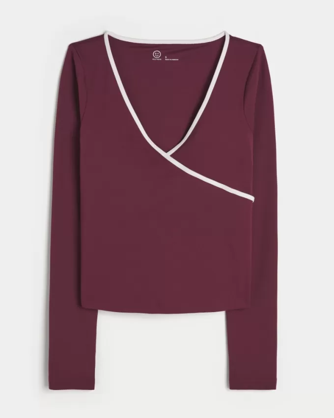 Gilly Hicks Active Tipped Wrap Top,Gilly Hicks Active Tipped Wrap Top