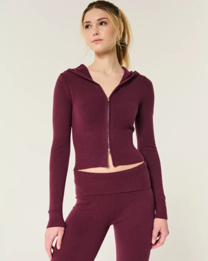 Gilly Hicks Cozy Sweater-Knit Zip-Up Hoodie,Gilly Hicks Cozy Sweater-Knit Zip-Up Hoodie