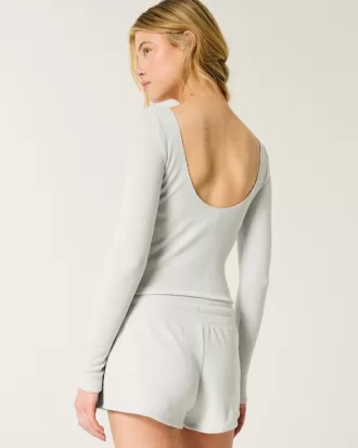 Gilly Hicks Cozy Waffle Boat-Neck Top,Gilly Hicks Cozy Waffle Boat-Neck Top