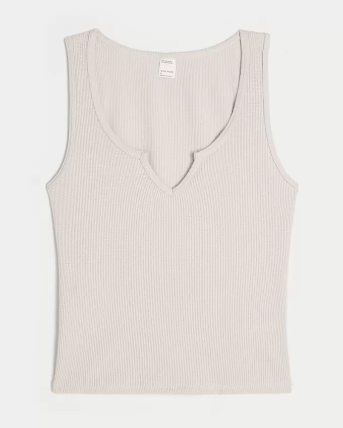Gilly Hicks Cozy Waffle Notch-Neck Tank,Gilly Hicks Cozy Waffle Notch-Neck Tank