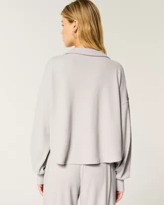 Gilly Hicks Cozy Waffle Quarter-Zip Top,Gilly Hicks Cozy Waffle Quarter-Zip Top