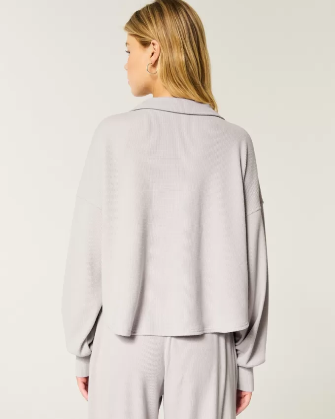 Gilly Hicks Cozy Waffle Quarter-Zip Top,Gilly Hicks Cozy Waffle Quarter-Zip Top