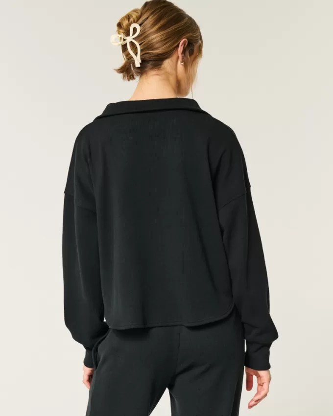 Gilly Hicks Cozy Waffle Quarter-Zip Top,Gilly Hicks Cozy Waffle Quarter-Zip Top