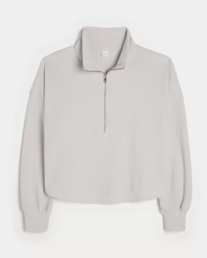 Gilly Hicks Cozy Waffle Quarter-Zip Top,Gilly Hicks Cozy Waffle Quarter-Zip Top