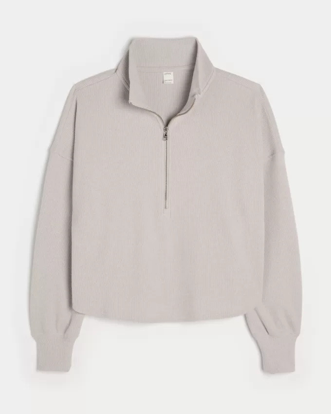 Gilly Hicks Cozy Waffle Quarter-Zip Top,Gilly Hicks Cozy Waffle Quarter-Zip Top