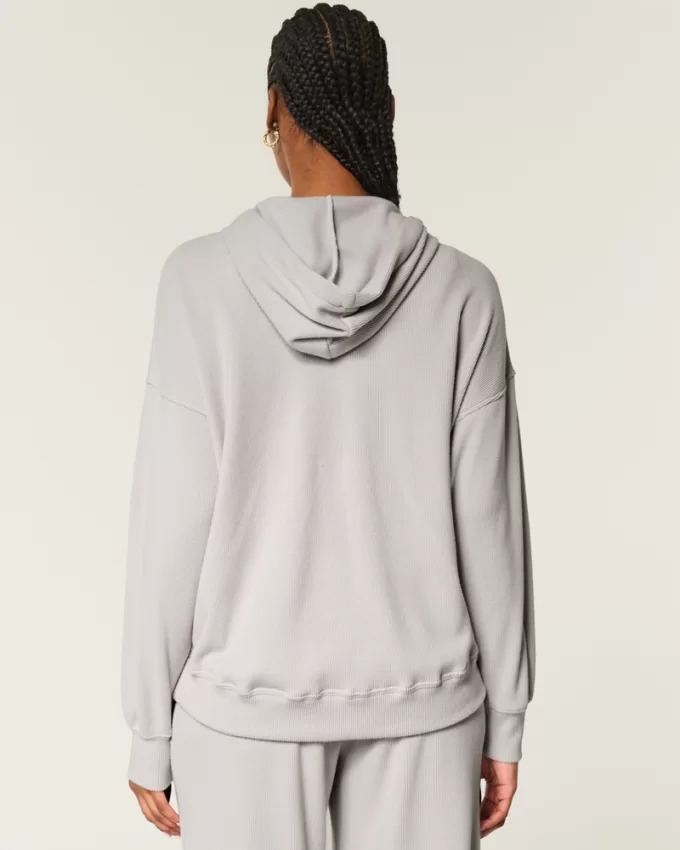 Gilly Hicks Oversized Waffle Zip-Up Hoodie,Gilly Hicks Oversized Waffle Zip-Up Hoodie