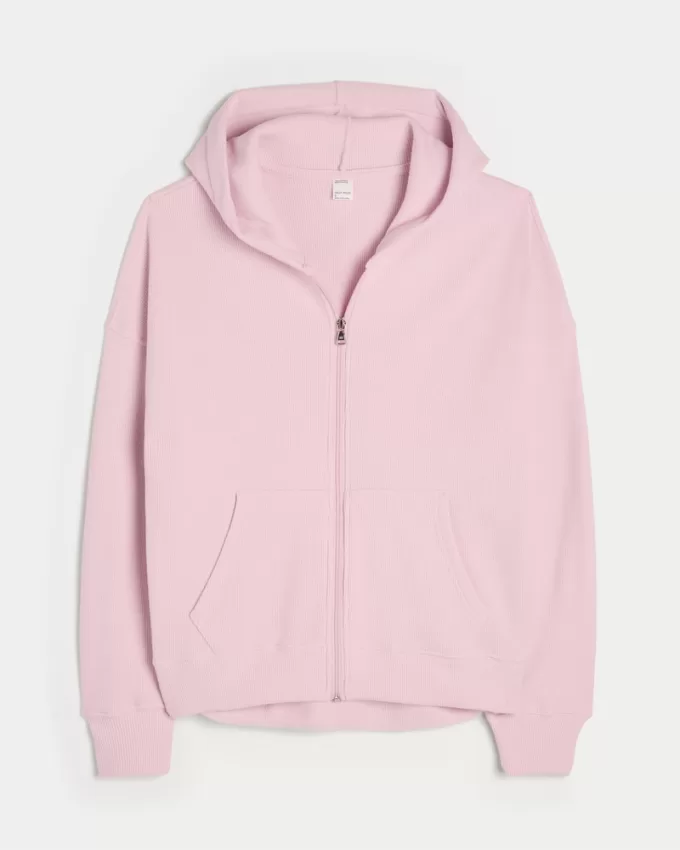 Gilly Hicks Oversized Waffle Zip-Up Hoodie,Gilly Hicks Oversized Waffle Zip-Up Hoodie