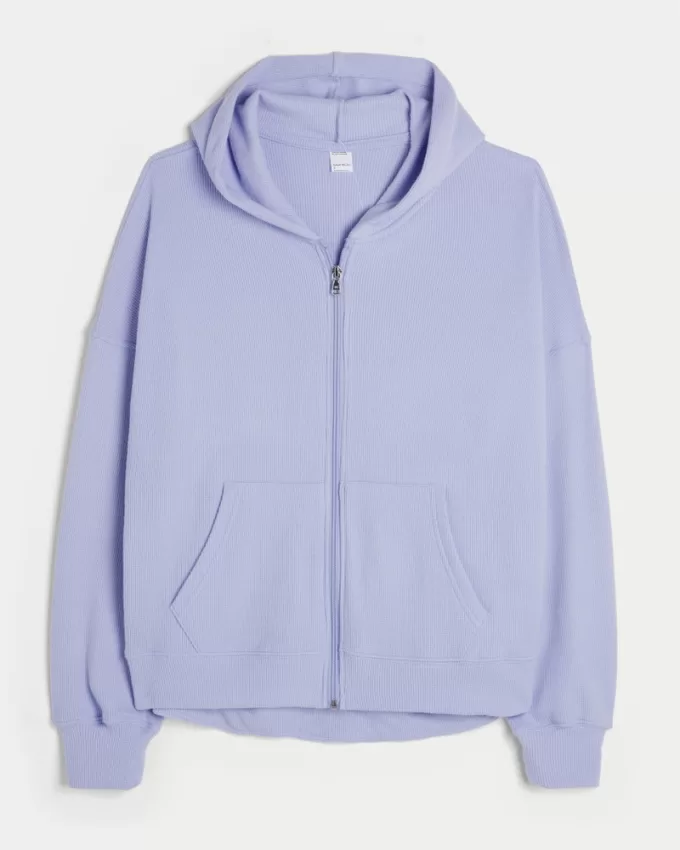 Gilly Hicks Oversized Waffle Zip-Up Hoodie,Gilly Hicks Oversized Waffle Zip-Up Hoodie
