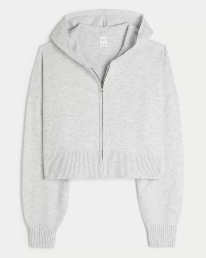 Gilly Hicks Relaxed Sweater-Knit Zip-Up Hoodie,Gilly Hicks Relaxed Sweater-Knit Zip-Up Hoodie