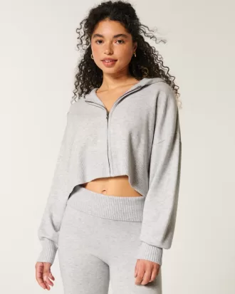 Gilly Hicks Relaxed Sweater-Knit Zip-Up Hoodie,Gilly Hicks Relaxed Sweater-Knit Zip-Up Hoodie