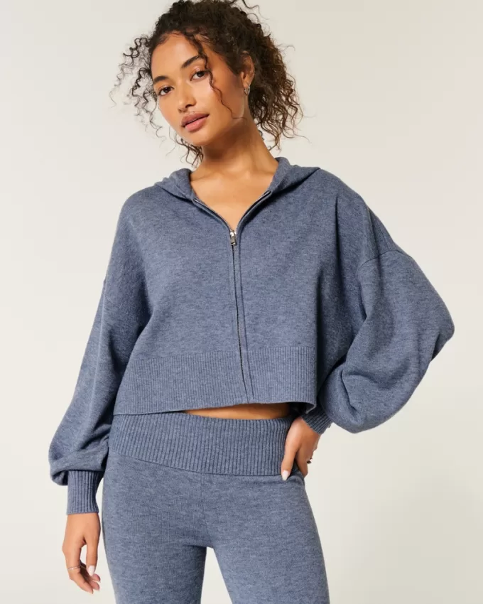 Gilly Hicks Relaxed Sweater-Knit Zip-Up Hoodie,Gilly Hicks Relaxed Sweater-Knit Zip-Up Hoodie