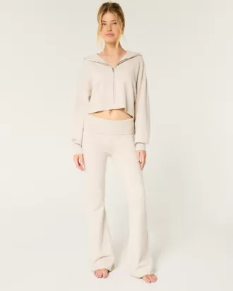 Gilly Hicks Sweater-Knit Foldover Waist Flare Pants,Gilly Hicks Sweater-Knit Foldover Waist Flare Pants