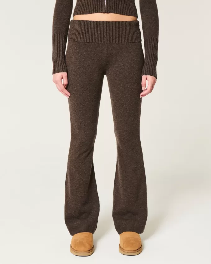 Gilly Hicks Sweater-Knit Foldover Waist Flare Pants,Gilly Hicks Sweater-Knit Foldover Waist Flare Pants