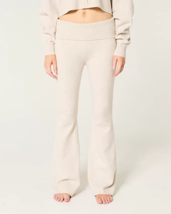 Gilly Hicks Sweater-Knit Foldover Waist Flare Pants,Gilly Hicks Sweater-Knit Foldover Waist Flare Pants