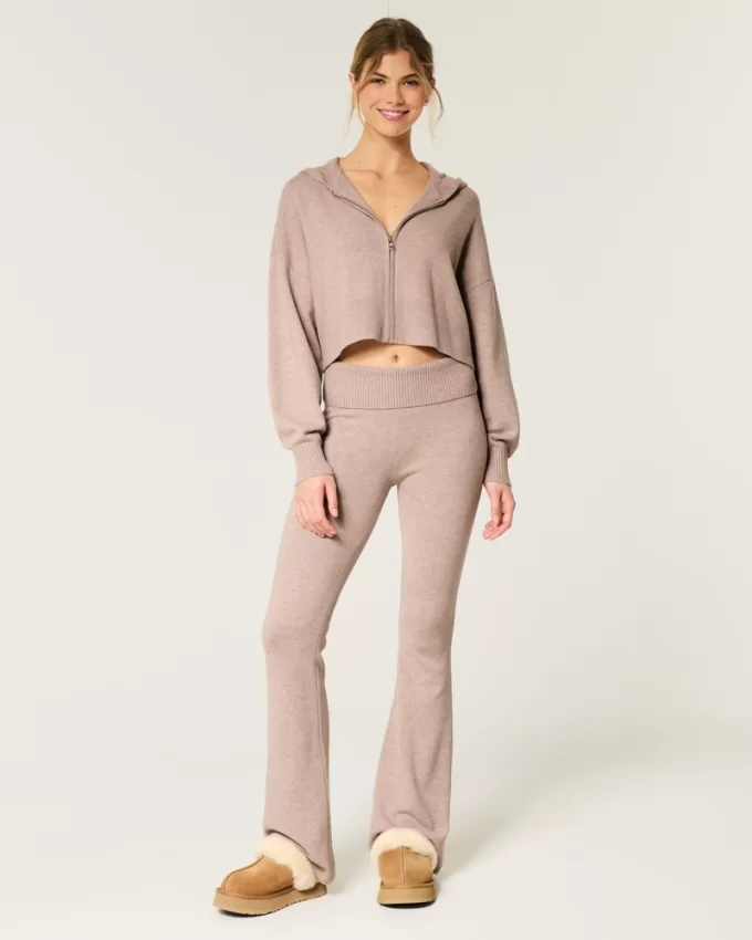 Gilly Hicks Sweater-Knit Foldover Waist Flare Pants,Gilly Hicks Sweater-Knit Foldover Waist Flare Pants