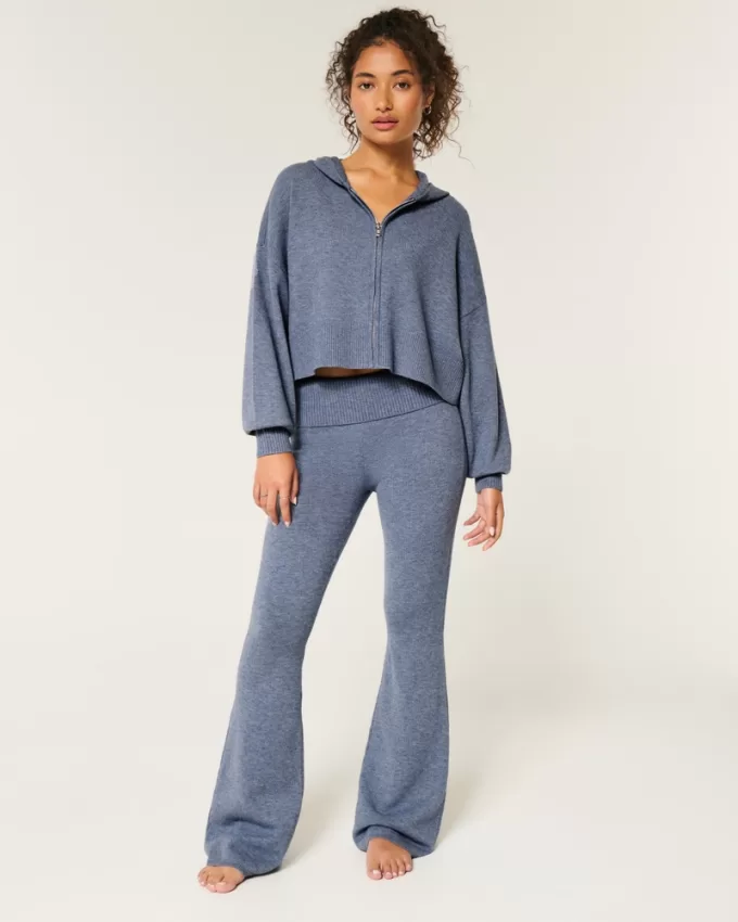 Gilly Hicks Sweater-Knit Foldover Waist Flare Pants,Gilly Hicks Sweater-Knit Foldover Waist Flare Pants