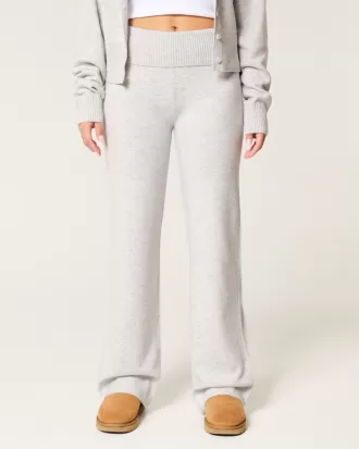 Gilly Hicks Sweater-Knit Foldover Waist Straight Pants,Gilly Hicks Sweater-Knit Foldover Waist Straight Pants