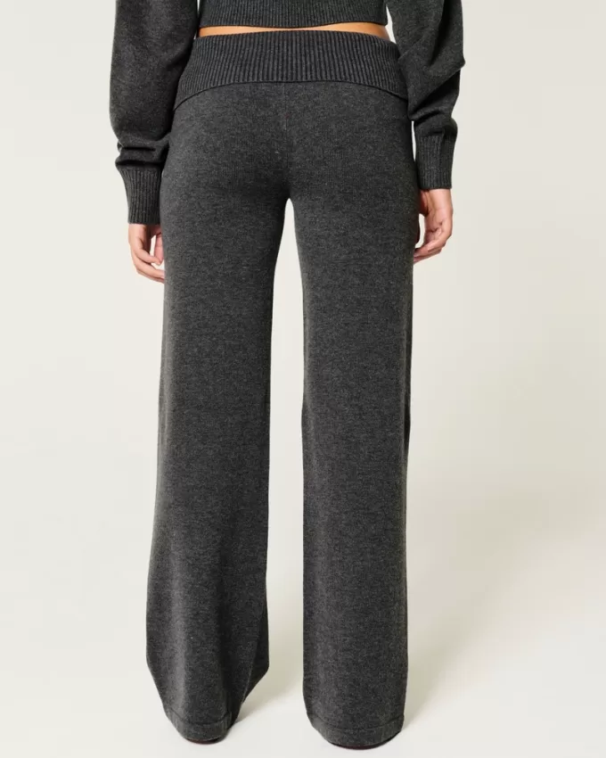Gilly Hicks Sweater-Knit Foldover Waist Straight Pants,Gilly Hicks Sweater-Knit Foldover Waist Straight Pants