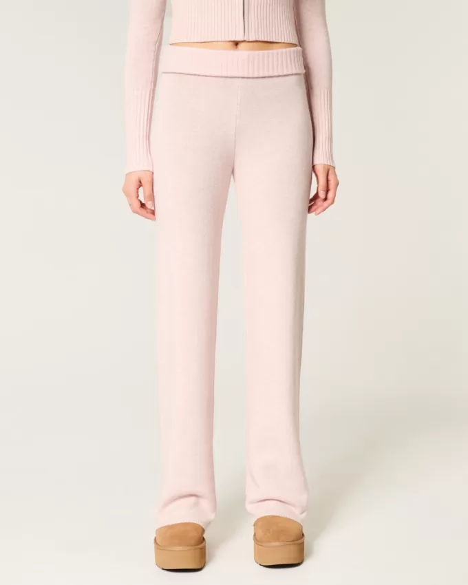 Gilly Hicks Sweater-Knit Straight Pants,Gilly Hicks Sweater-Knit Straight Pants
