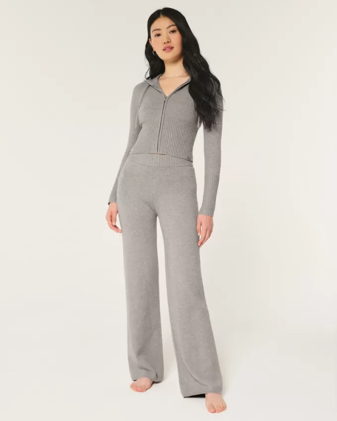 Gilly Hicks Sweater-Knit Straight Pants,Gilly Hicks Sweater-Knit Straight Pants