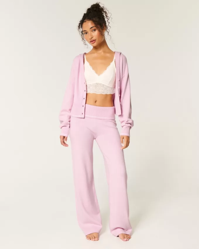 Gilly Hicks Sweater-Knit Straight Pants,Gilly Hicks Sweater-Knit Straight Pants