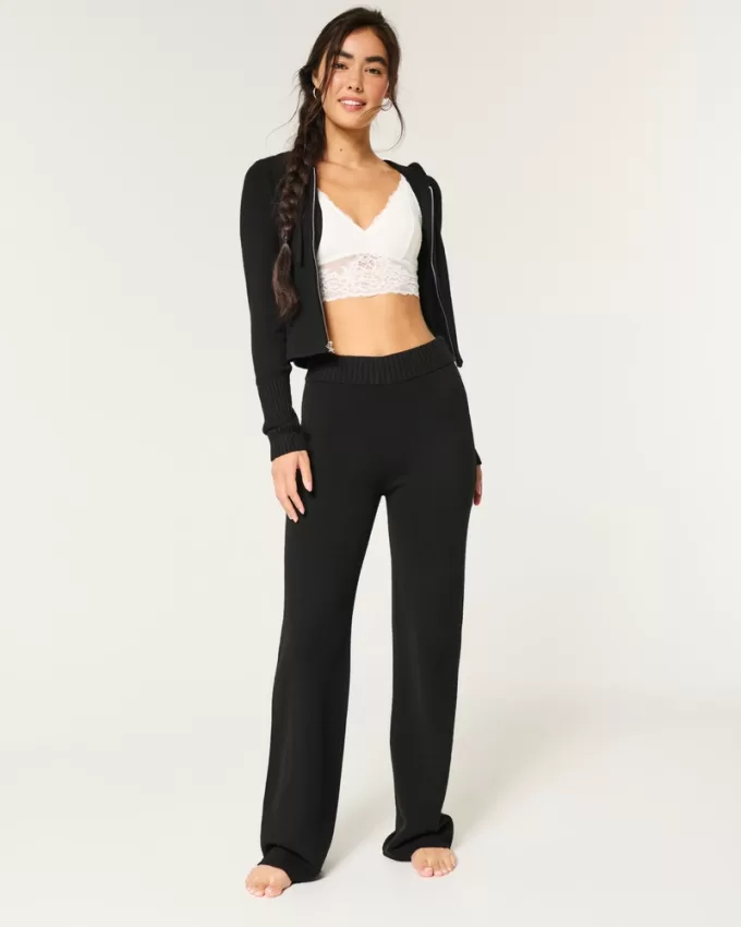 Gilly Hicks Sweater-Knit Straight Pants,Gilly Hicks Sweater-Knit Straight Pants