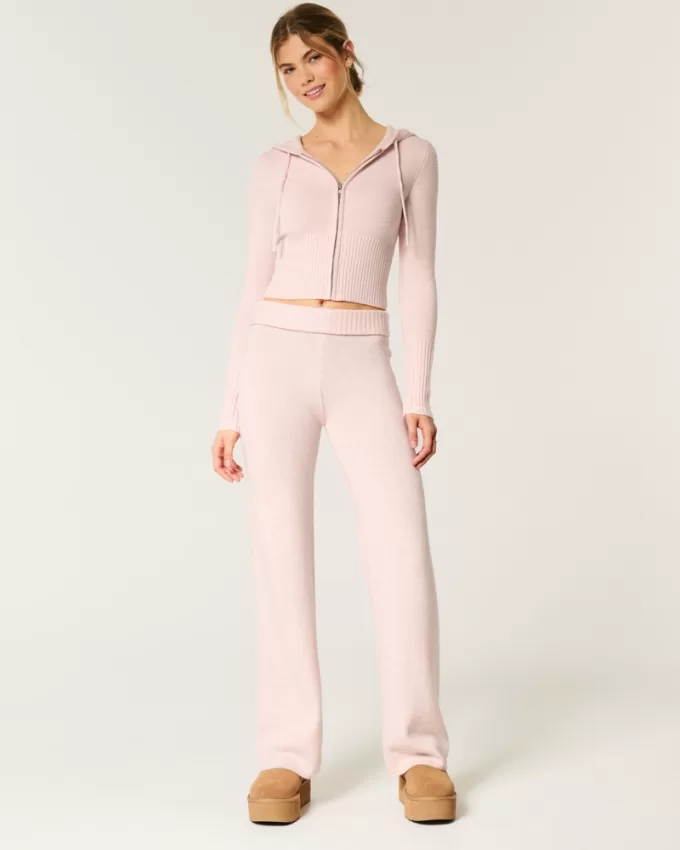 Gilly Hicks Sweater-Knit Straight Pants,Gilly Hicks Sweater-Knit Straight Pants