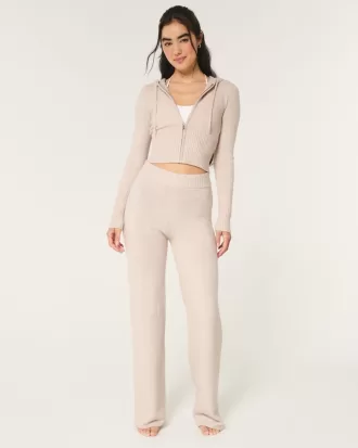 Gilly Hicks Sweater-Knit Straight Pants,Gilly Hicks Sweater-Knit Straight Pants
