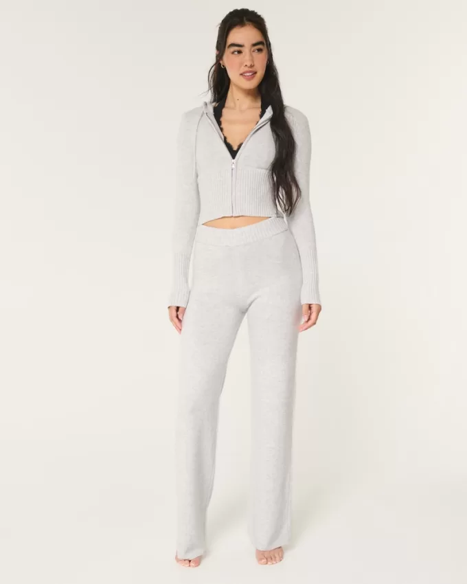 Gilly Hicks Sweater-Knit Straight Pants,Gilly Hicks Sweater-Knit Straight Pants