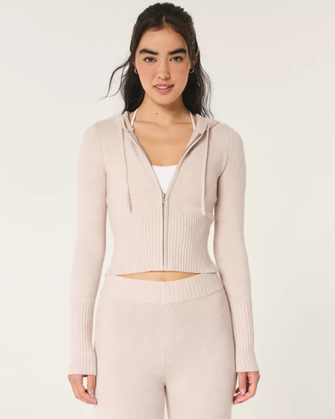 Gilly Hicks Sweater-Knit Zip-Up Hoodie,Gilly Hicks Sweater-Knit Zip-Up Hoodie