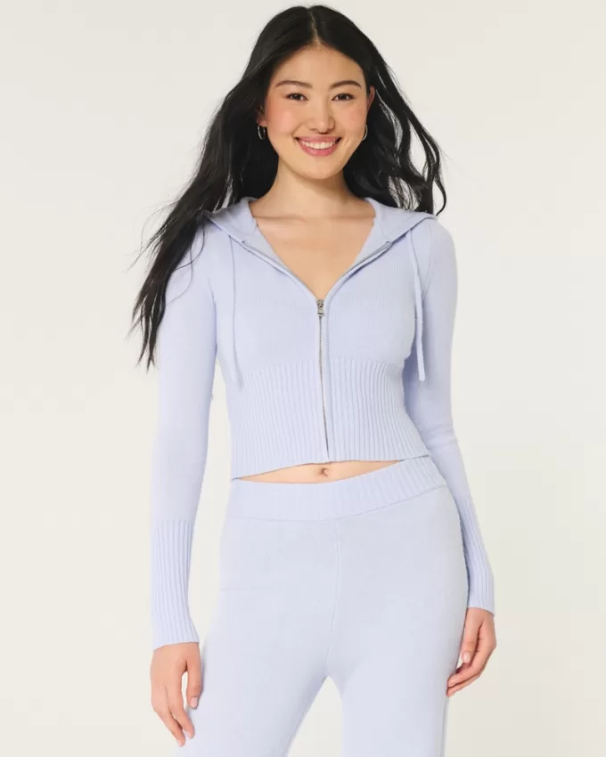 Gilly Hicks Sweater-Knit Zip-Up Hoodie,Gilly Hicks Sweater-Knit Zip-Up Hoodie