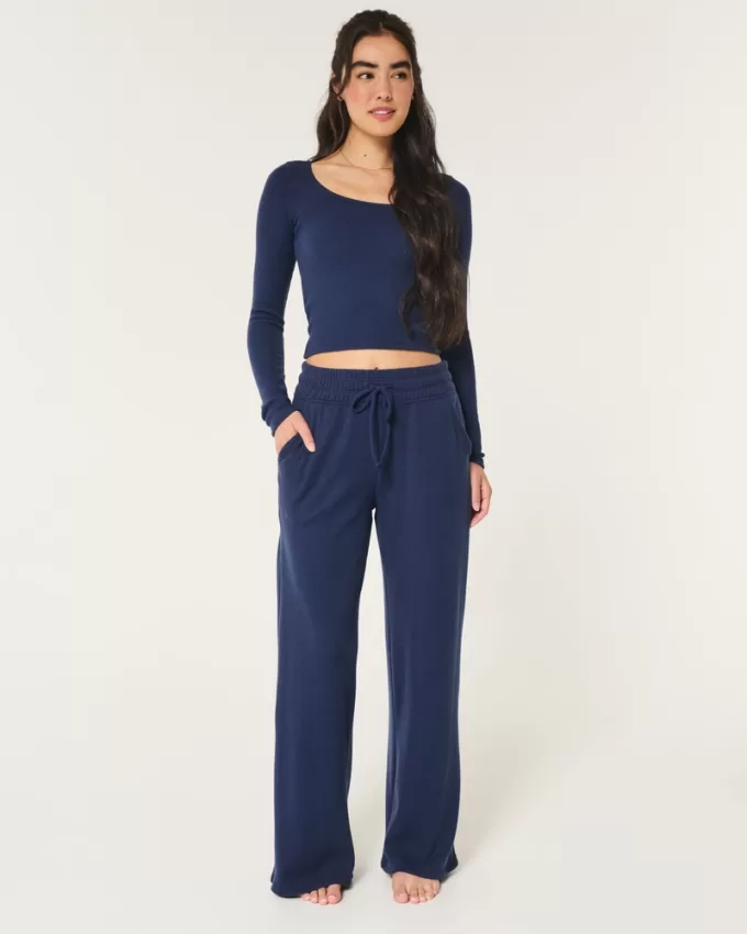 Gilly Hicks Waffle Wide-Leg Pants,Gilly Hicks Waffle Wide-Leg Pants
