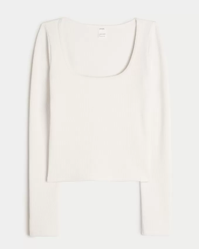 Gilly Hicks Waffle Wide-Neck Top,Gilly Hicks Waffle Wide-Neck Top