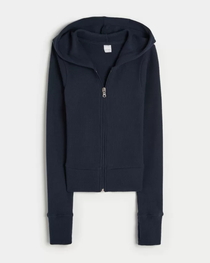 Gilly Hicks Waffle Zip-Up Hoodie,Gilly Hicks Waffle Zip-Up Hoodie