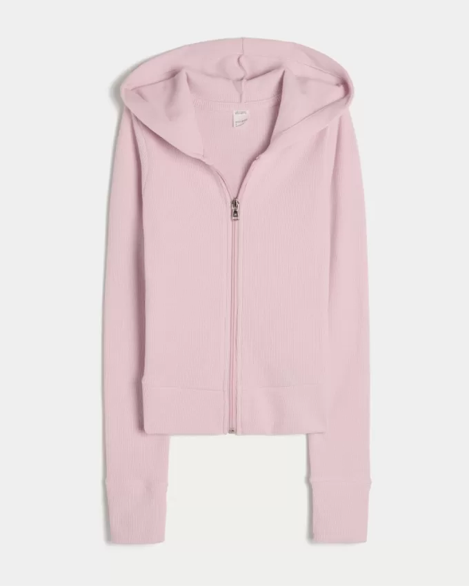 Gilly Hicks Waffle Zip-Up Hoodie,Gilly Hicks Waffle Zip-Up Hoodie