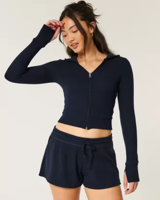 Gilly Hicks Waffle Zip-Up Hoodie,Gilly Hicks Waffle Zip-Up Hoodie