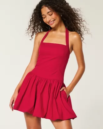 Halter Mini Bubble Skort Dress,Halter Mini Bubble Skort Dress