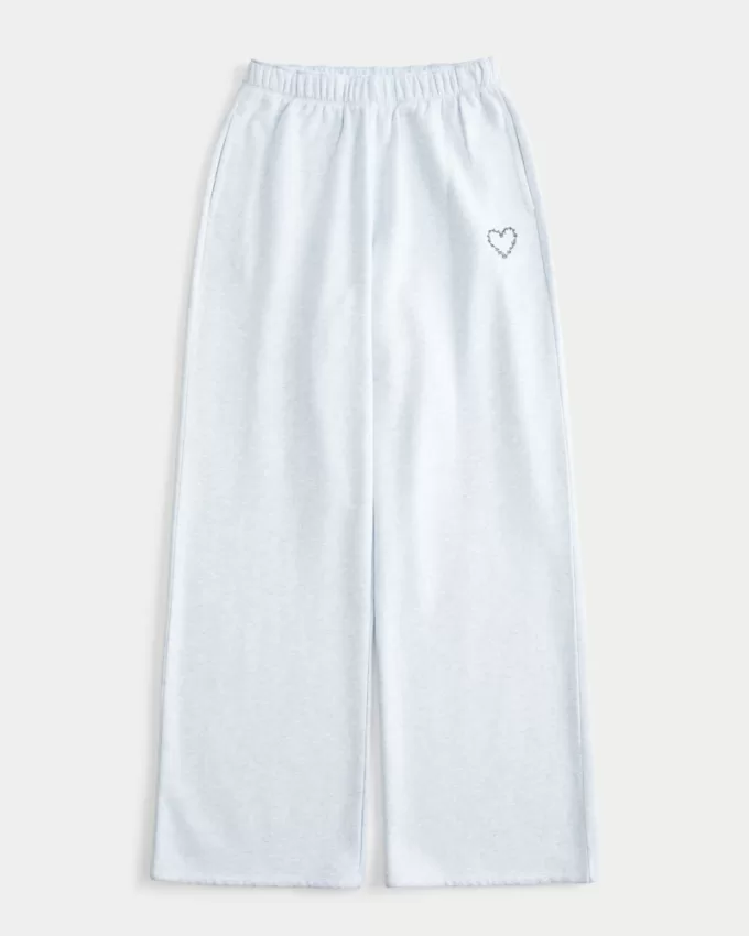 Heart Graphic Wide-Leg Sweatpants,Heart Graphic Wide-Leg Sweatpants