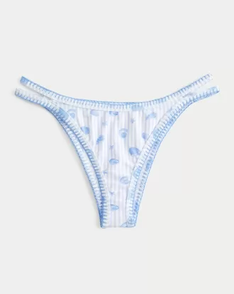 High-Leg Embroidered Stitch Strappy Cheekiest Bikini Bottom,High-Leg Embroidered Stitch Strappy Cheekiest Bikini Bottom