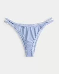 High-Leg Embroidered Stitch Strappy Cheekiest Bikini Bottom,High-Leg Embroidered Stitch Strappy Cheekiest Bikini Bottom