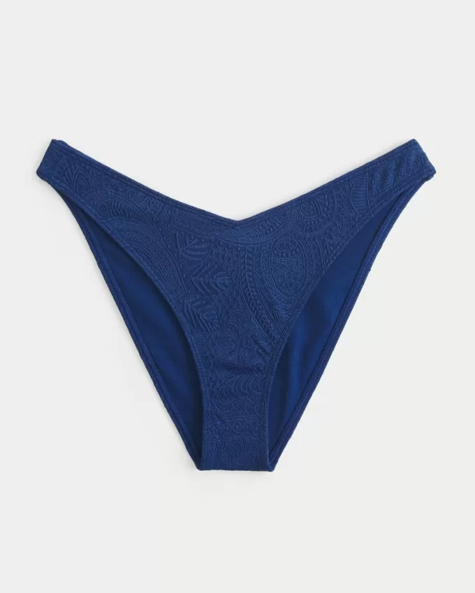 High-Leg V-Waist Jacquard Cheeky Bikini Bottom,High-Leg V-Waist Jacquard Cheeky Bikini Bottom