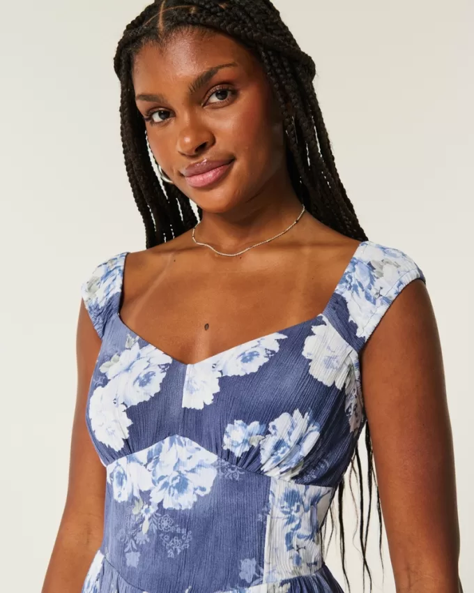 High-Low Hem Twist-Bust Midi Dress,High-Low Hem Twist-Bust Midi Dress