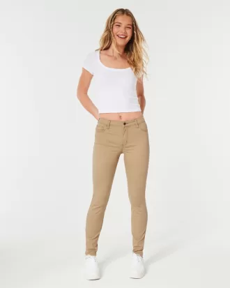 High-Rise Khaki Super Skinny Pants,High-Rise Khaki Super Skinny Pants