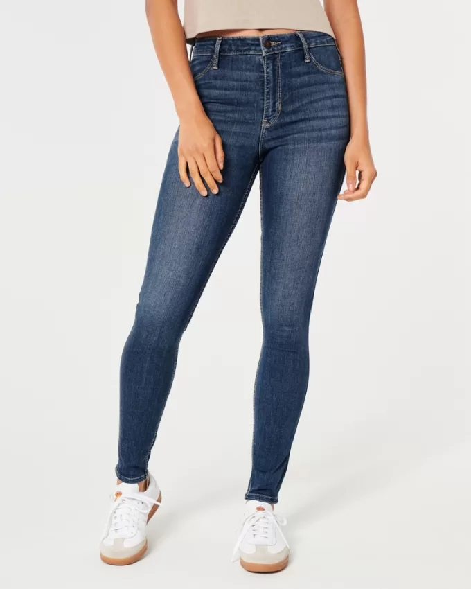 High-Rise Medium Wash Jean Leggings,High-Rise Medium Wash Jean Leggings